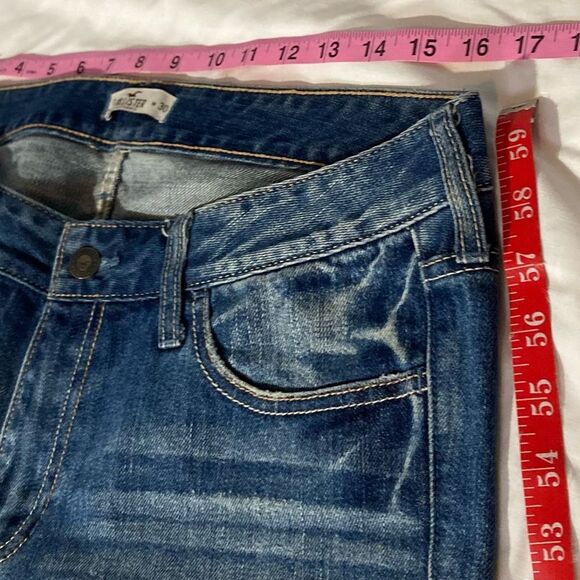 HOLLISTER Whisker Denim Blue Jeans Straight Leg Womens Size 11 - Picture 15 of 16